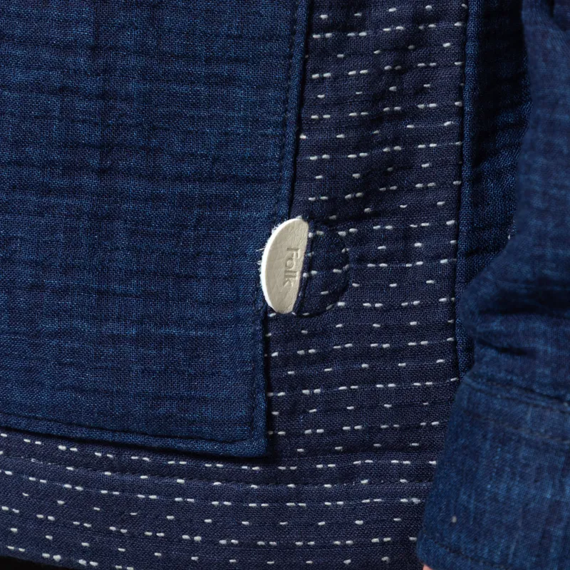 Folk Assembly Jacket Indigo Waffle Patchwork-10