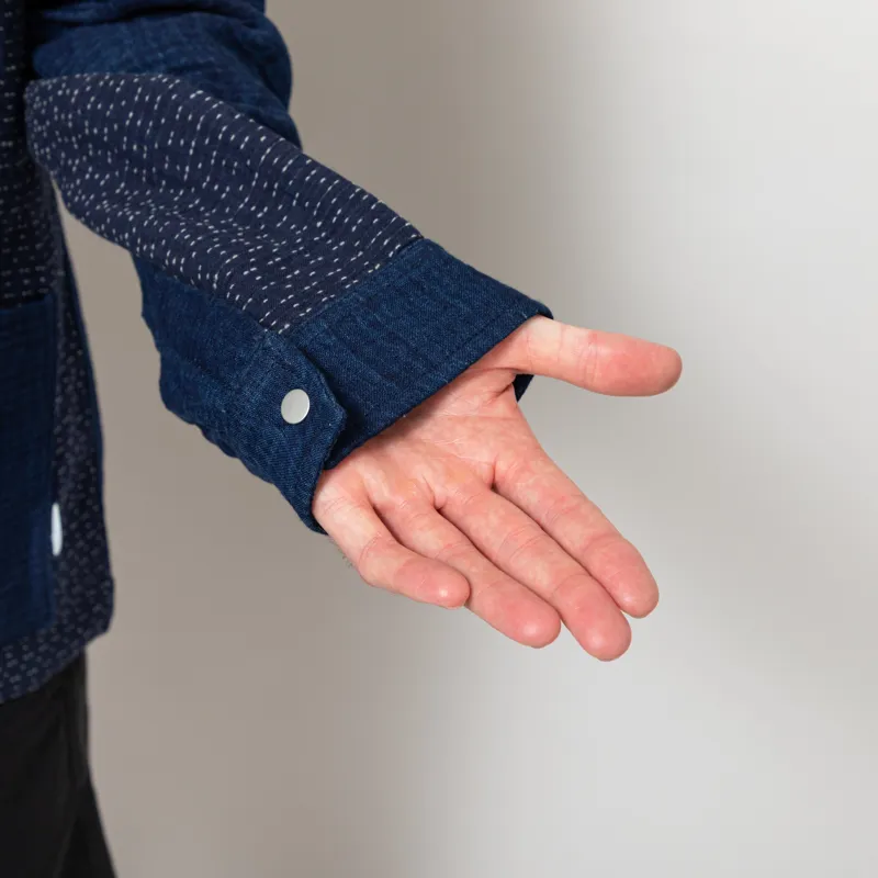 Folk Assembly Jacket Indigo Waffle Patchwork-12