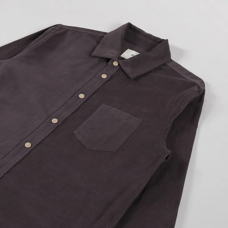 Folk Direction Babycord Shirt Black Grape-1