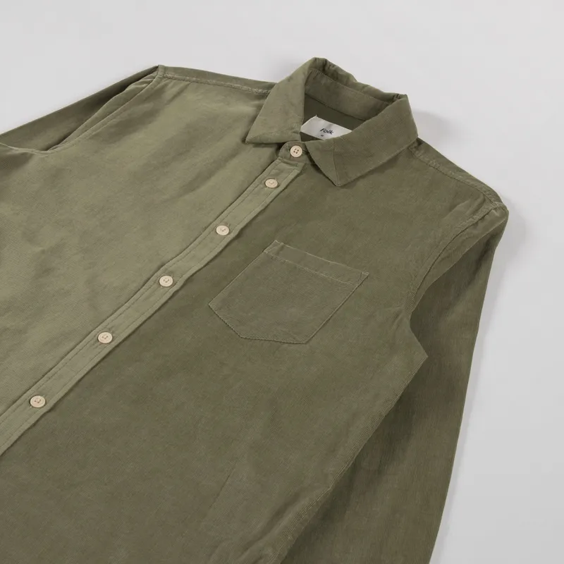 Folk Direction Babycord Shirt Olive-2