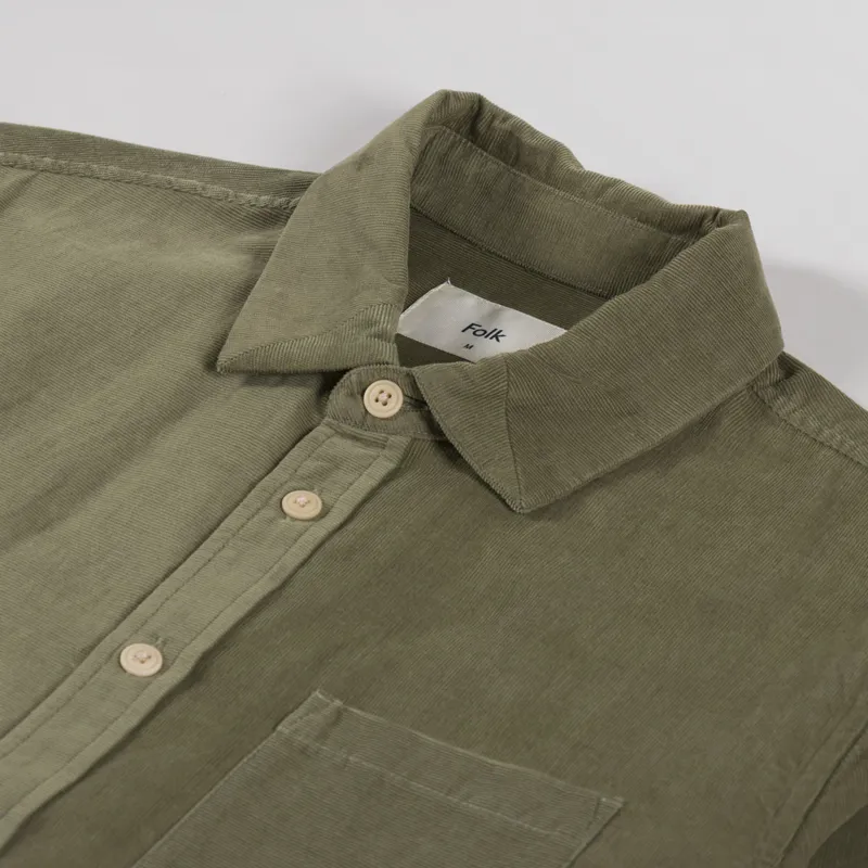 Folk Direction Babycord Shirt Olive-4