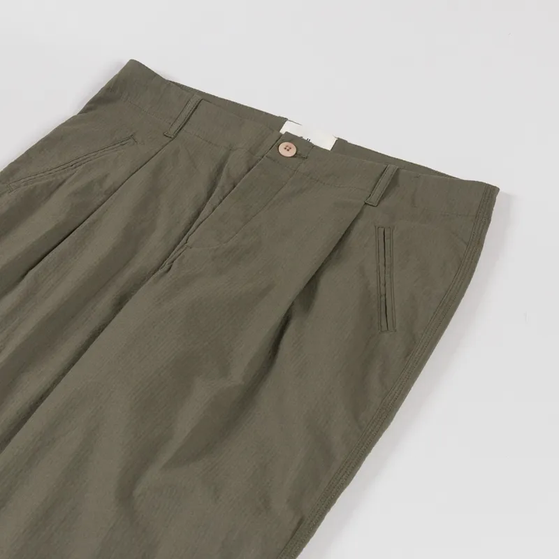 Folk Assembly Pant Dark Olive Seersucker-3