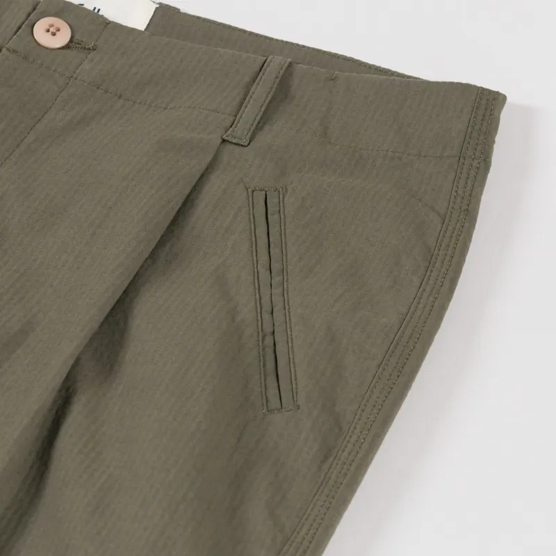 Folk Assembly Pant Dark Olive Seersucker-9
