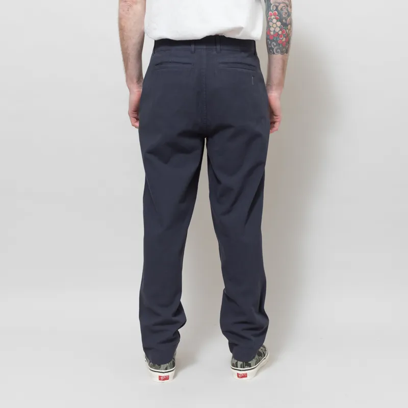Folk Assembly Pant Navy Herringbone-3