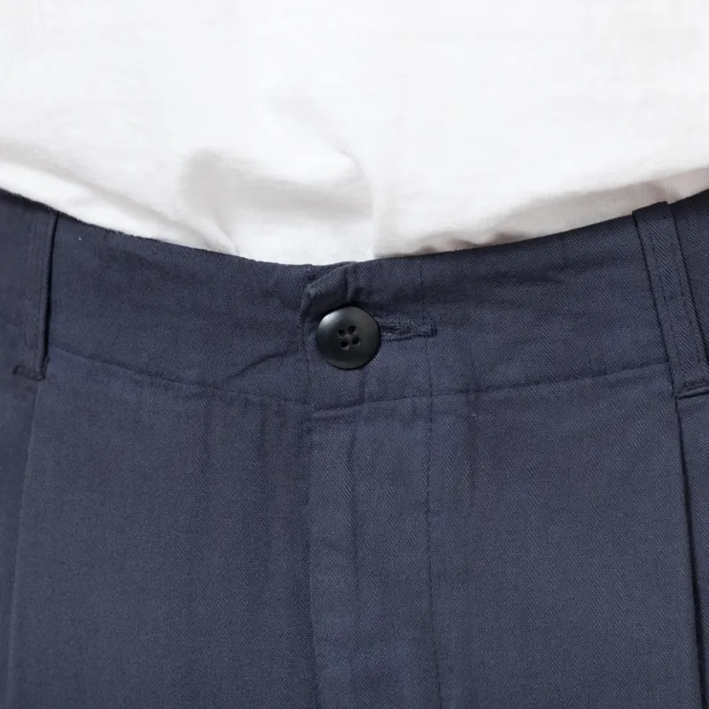 Folk Assembly Pant Navy Herringbone-5