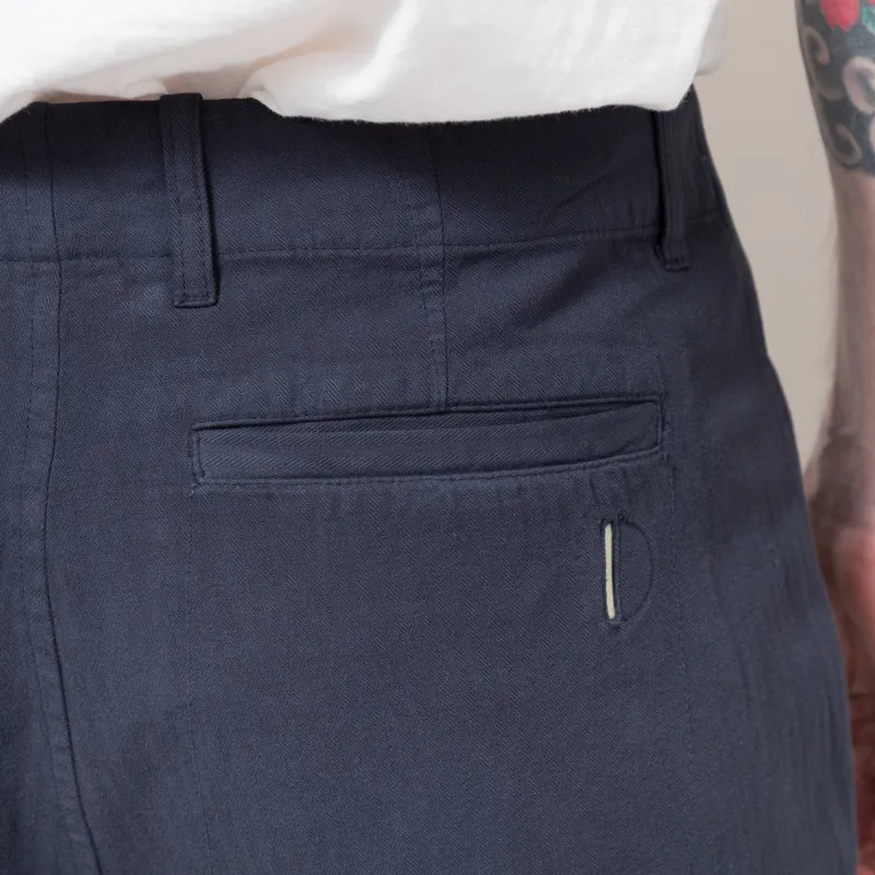 Folk Assembly Pant Navy Herringbone-7