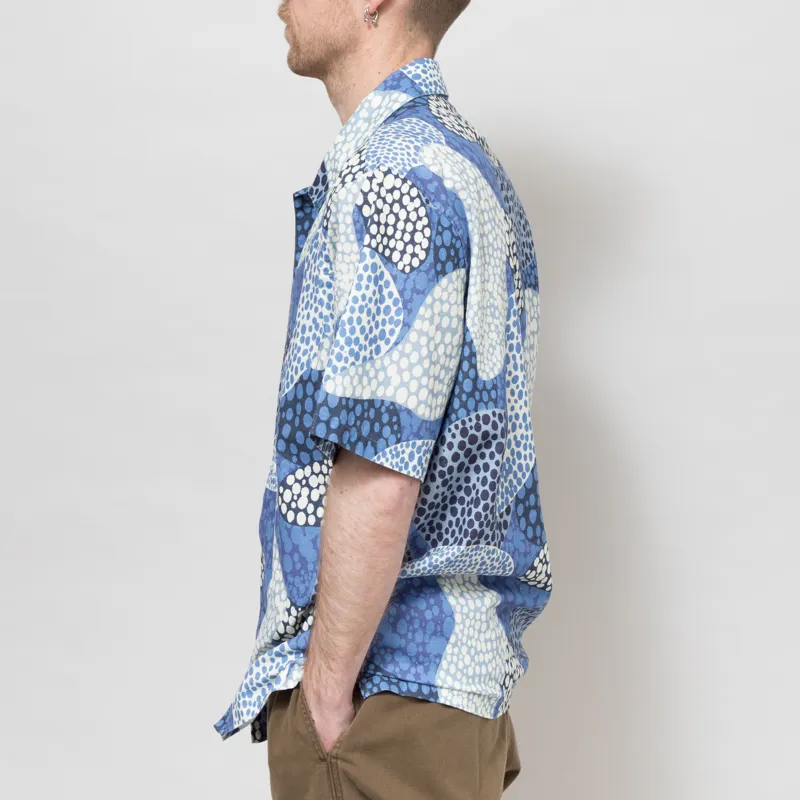 Folk Gabe Shirt Dot Print Blue Mono-2