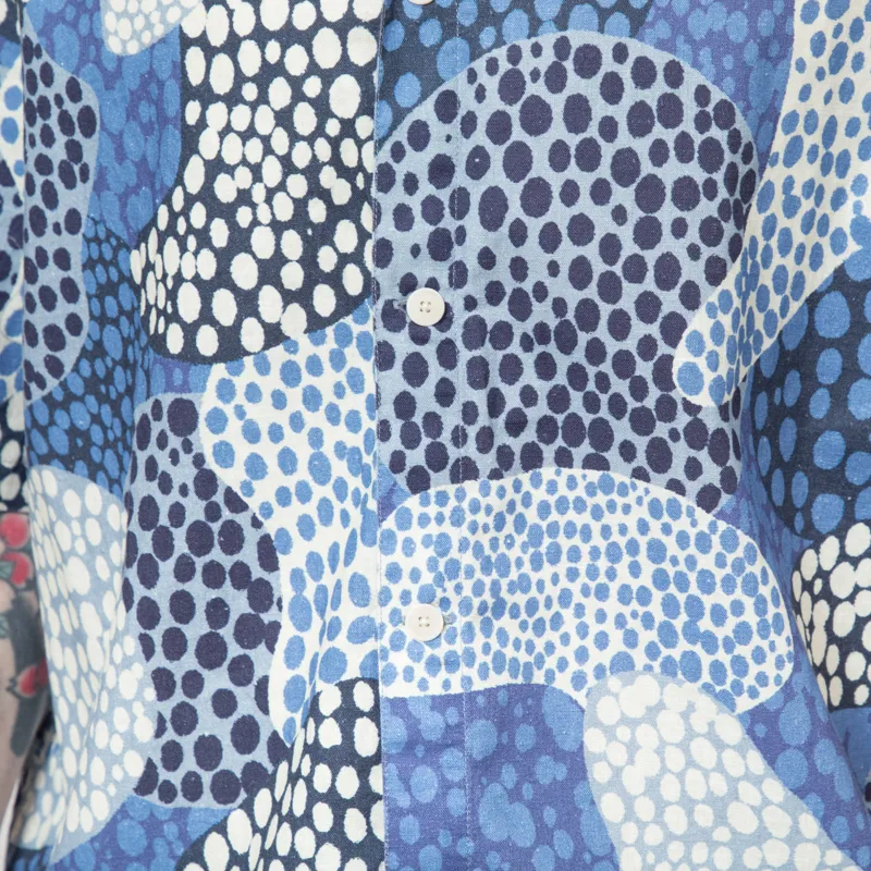 Folk Gabe Shirt Dot Print Blue Mono-6