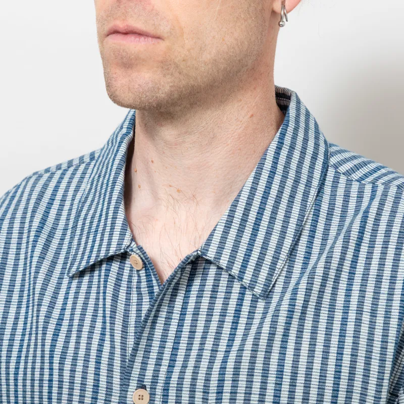 Folk Gabe Shirt Indigo Crinkle Mini Check-3