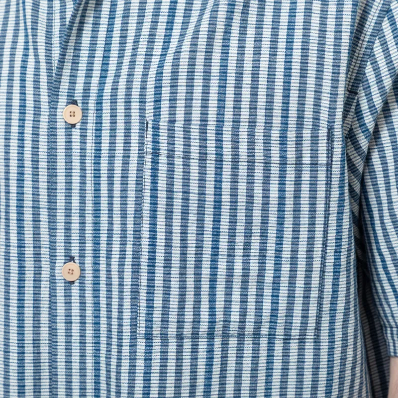 Folk Gabe Shirt Indigo Crinkle Mini Check-5