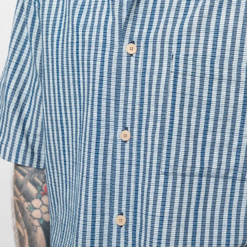 Folk Gabe Shirt Indigo Crinkle Mini Check-4