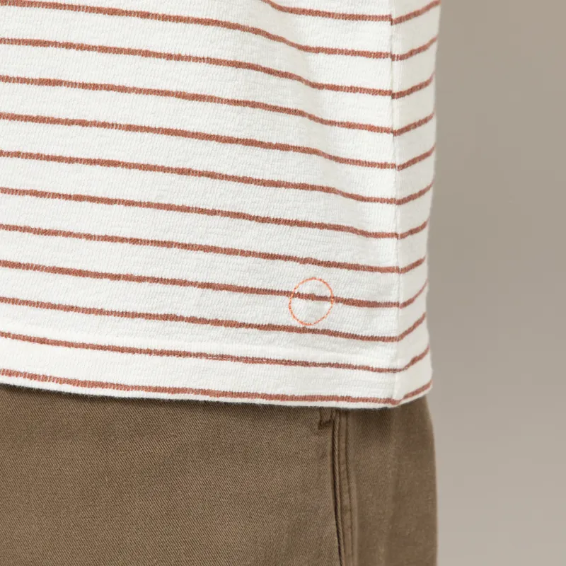 Folk Textured Stripe T Shirt Ecru Burnt Red-6