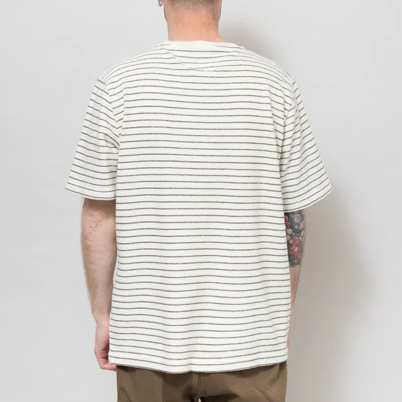 Folk Textured Stripe T Shirt Ecru Olive-3