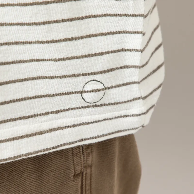 Folk Textured Stripe T Shirt Ecru Olive-7