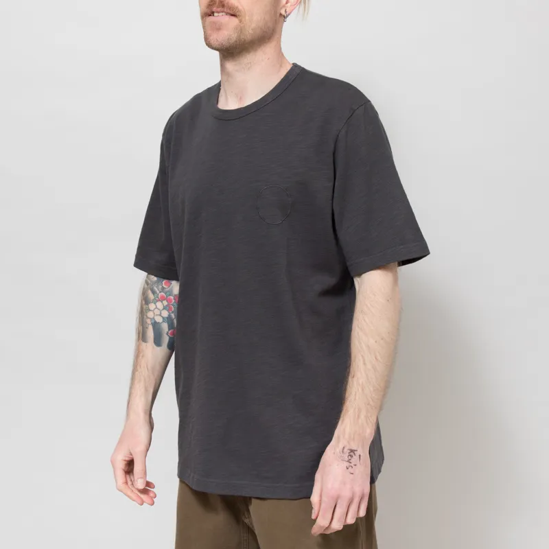 Folk Slub Embroidered T Shirt Soft Black-1