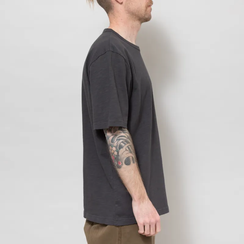 Folk Slub Embroidered T Shirt Soft Black-4