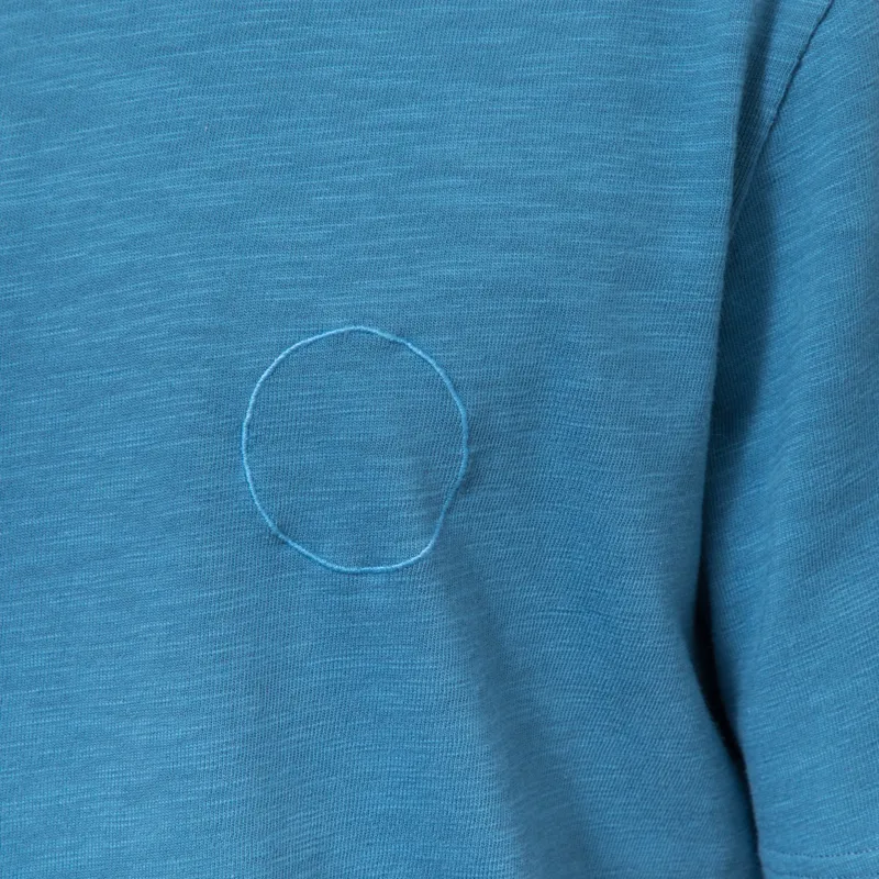 Folk Slub Embroidered T Shirt Soft Blue-6