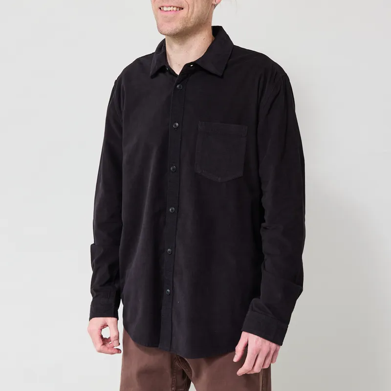 Folk Direction Shirt Babycord Black-1