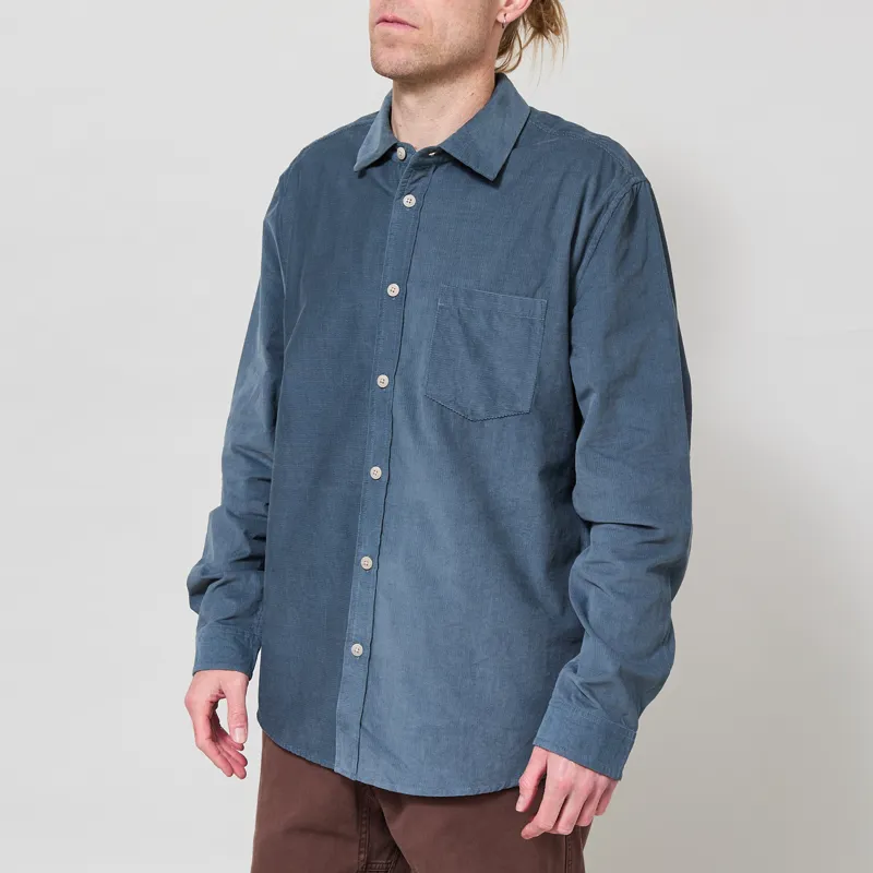 Folk Direction Shirt Babycord Blue Oxide-1