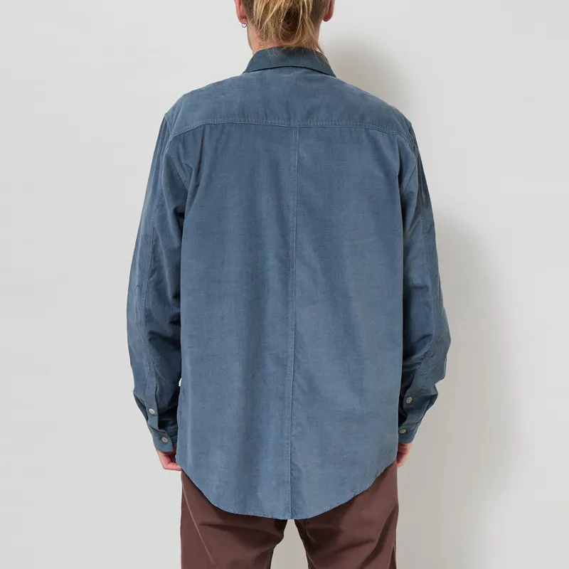 Folk Direction Shirt Babycord Blue Oxide-2