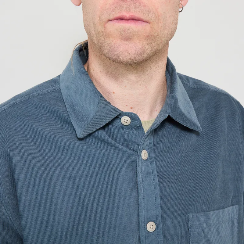 Folk Direction Shirt Babycord Blue Oxide-5