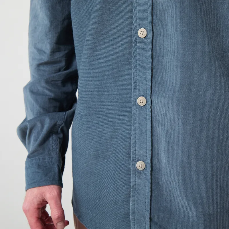 Folk Direction Shirt Babycord Blue Oxide-7