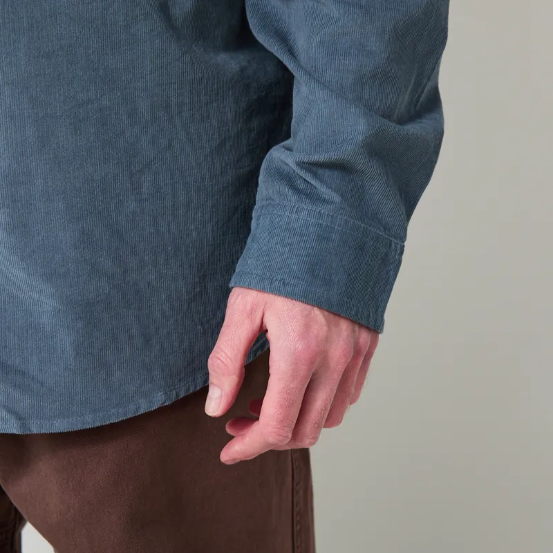 Folk Direction Shirt Babycord Blue Oxide-8