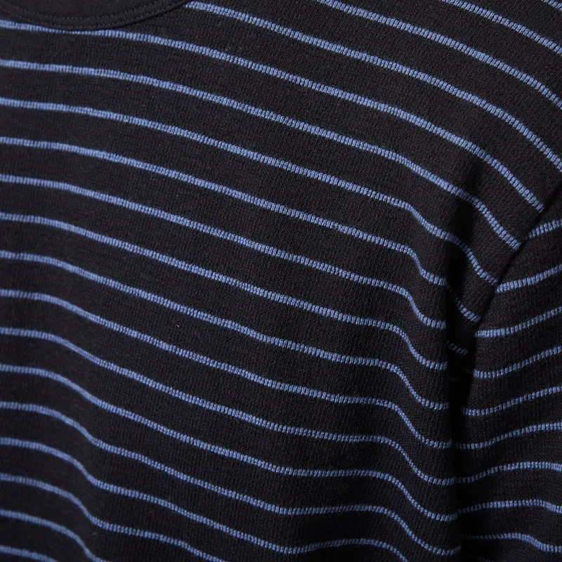 Folk Long Sleeve Textured Stripe T Shirt Black Soft Blue-5