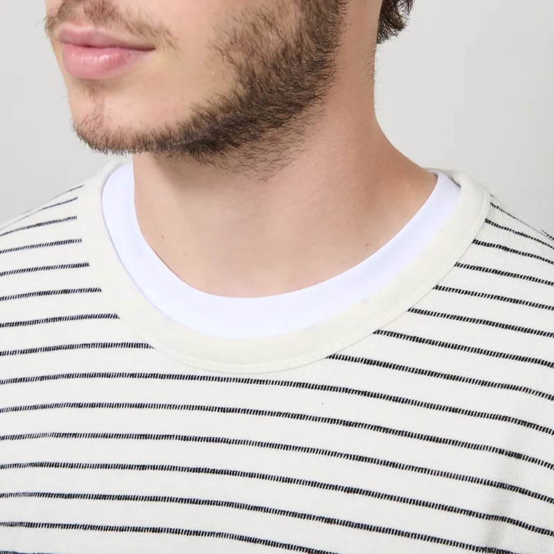 Folk Long Sleeve Textured Stripe T Shirt Ecru Black-3
