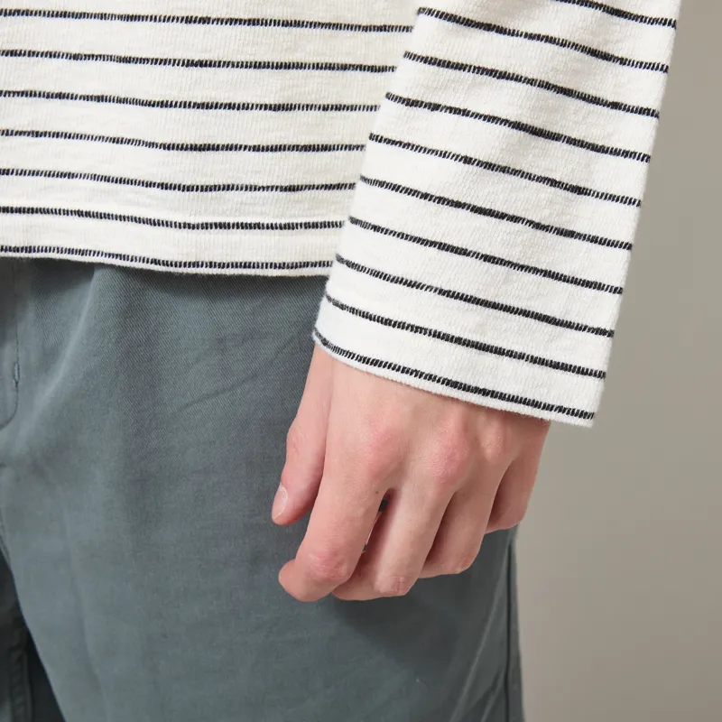 Folk Long Sleeve Textured Stripe T Shirt Ecru Black-5