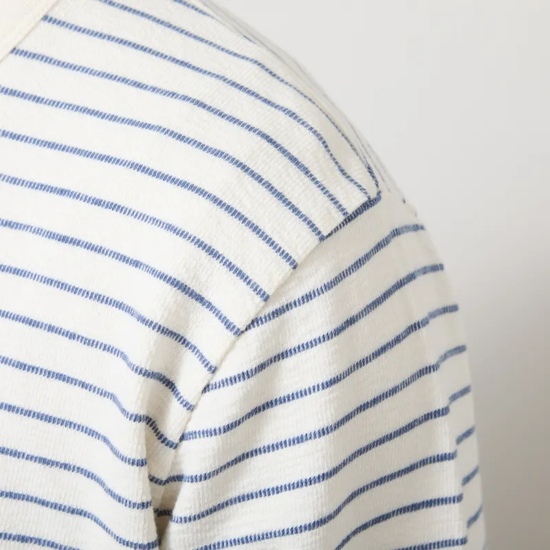 Folk Long Sleeve Textured Stripe T Shirt Ecru Soft Blue-4