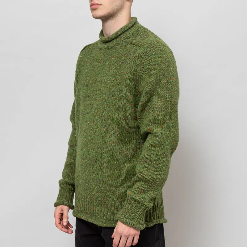 Pittari Findhorn Donegal Tweed Sweater Achais Green-1