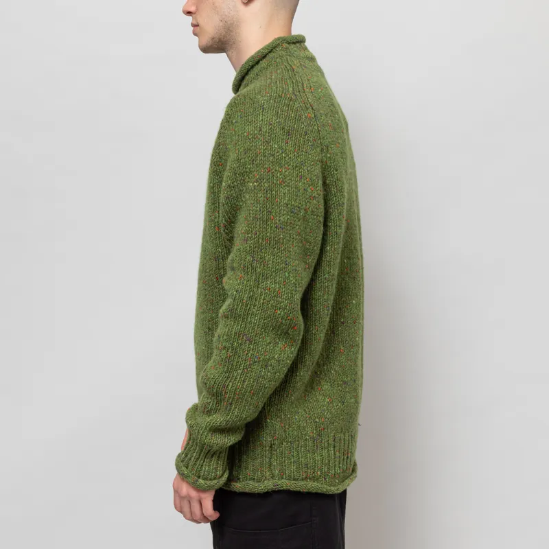 Pittari Findhorn Donegal Tweed Sweater Achais Green-2