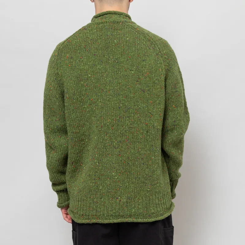 Pittari Findhorn Donegal Tweed Sweater Achais Green-3