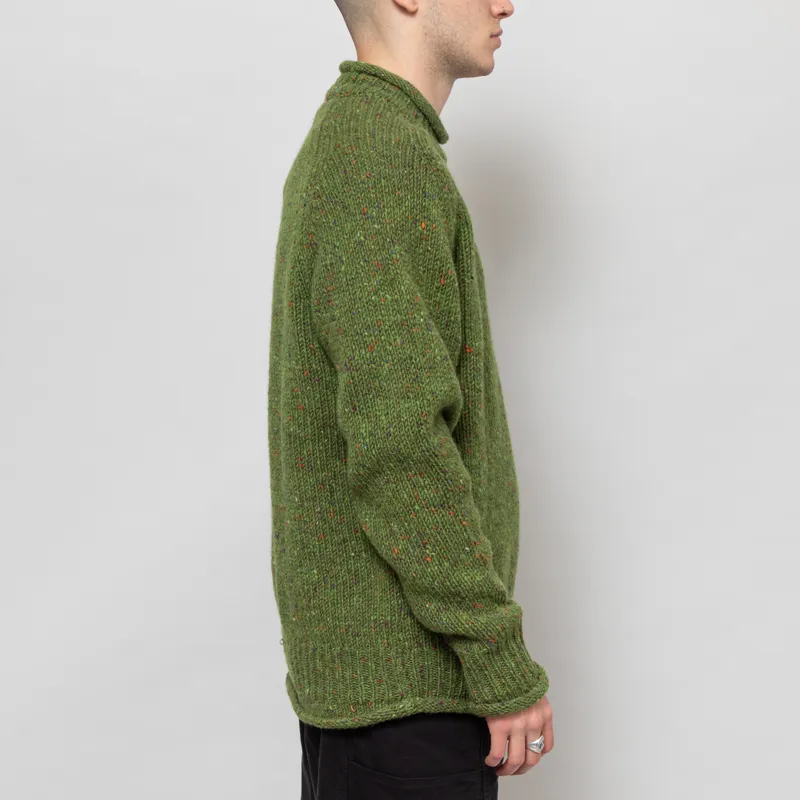 Pittari Findhorn Donegal Tweed Sweater Achais Green-4