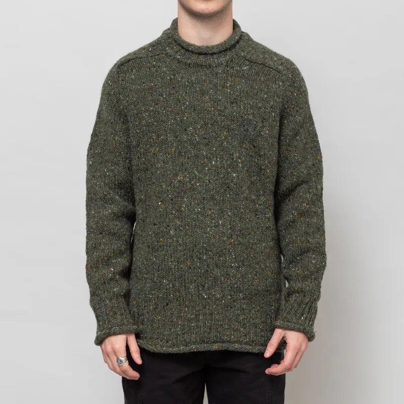 Pittari Findhorn Donegal Tweed Sweater Dunglow Green