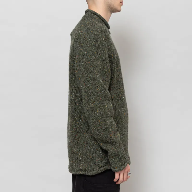 Pittari Findhorn Donegal Tweed Sweater Dunglow Green-4
