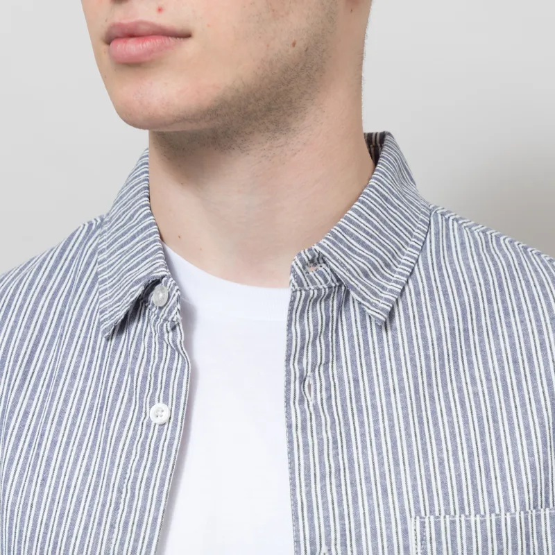 FORMER Reynolds Stripe Shirt Bone Navy-3