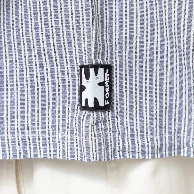 FORMER Reynolds Stripe Shirt Bone Navy-6