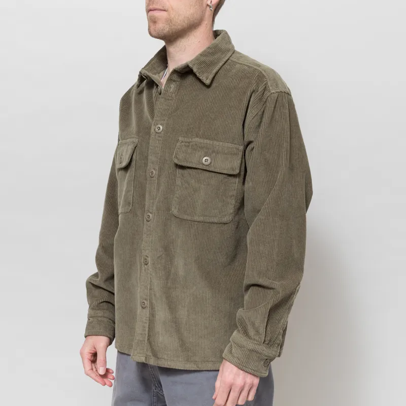 FORMER Reynolds Cord Long Sleeve Shirt Pine-1