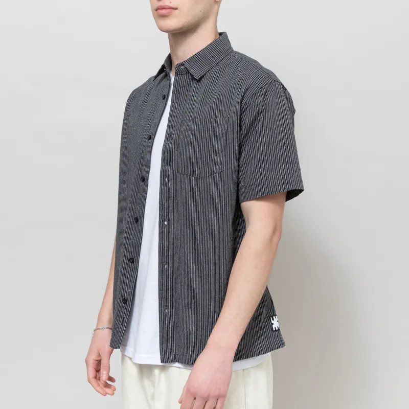 FORMER Reynolds Stripe Shirt Worn Black-1