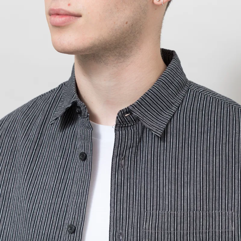 FORMER Reynolds Stripe Shirt Worn Black-3