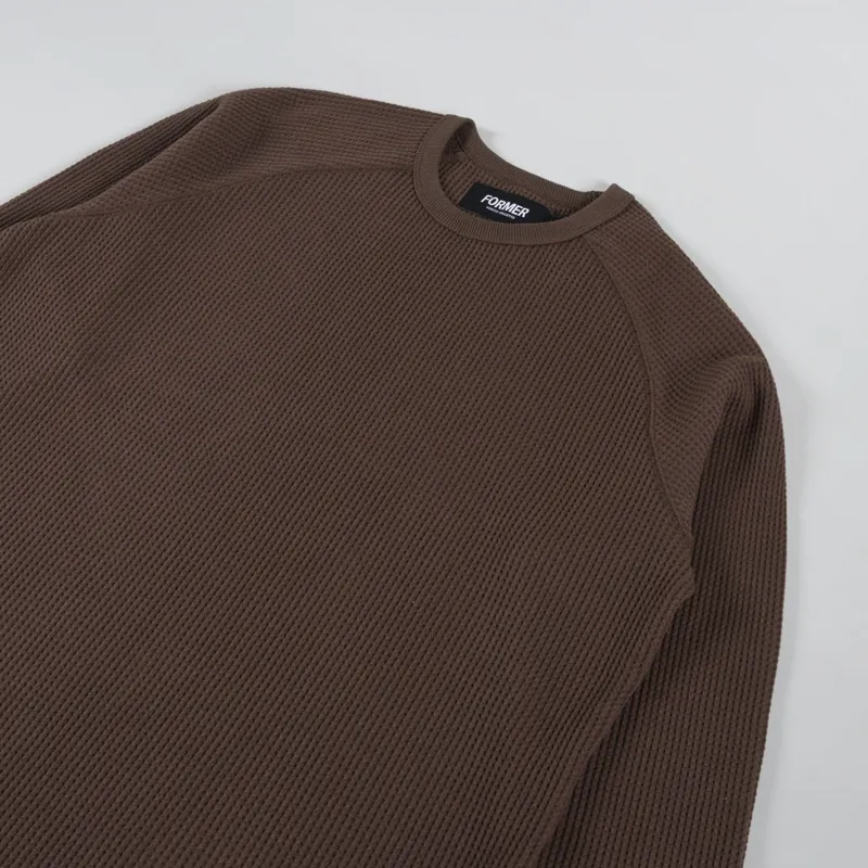 FORMER AG Raglan Waffle Long Sleeve Brown-2