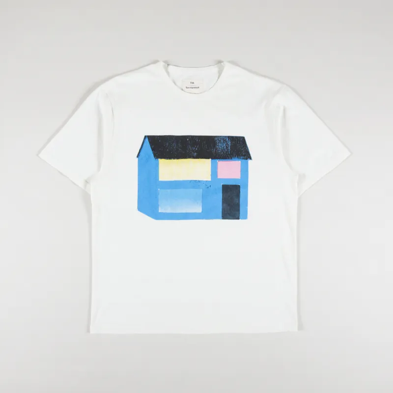 Folk Cabin Print T Shirt White