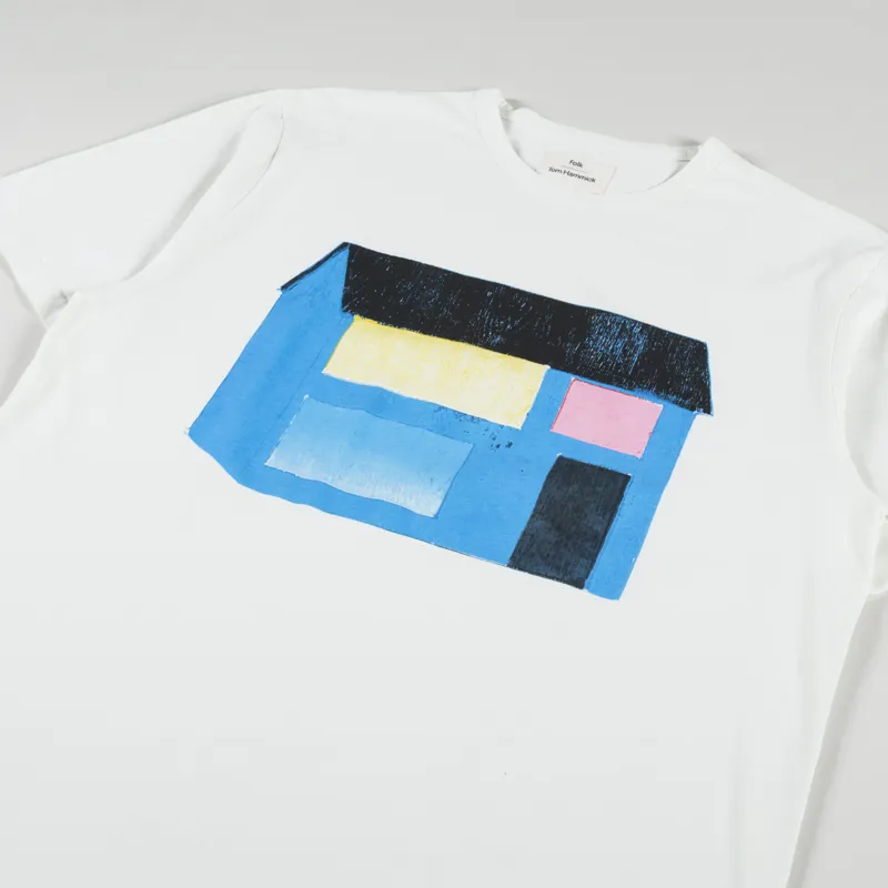 Folk Cabin Print T Shirt White-1