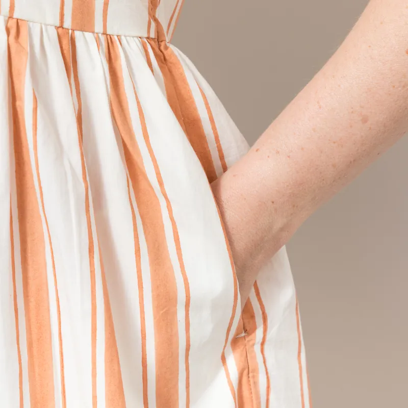 Daydress Womens French Dress Apricot Ticking-10