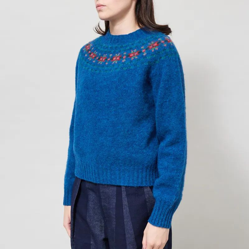 Lowie Womens Fair Isle Yoke Jumper Blue-1