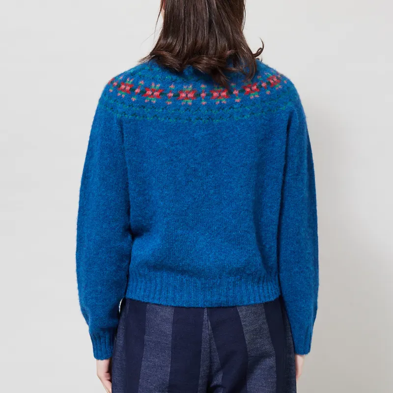 Lowie Womens Fair Isle Yoke Jumper Blue-2