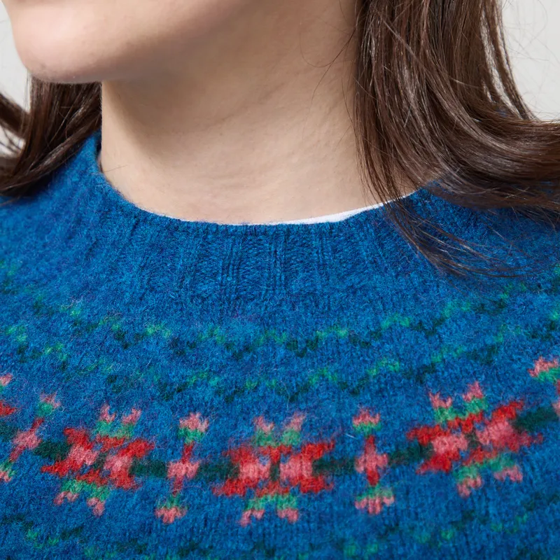 Lowie Womens Fair Isle Yoke Jumper Blue-3