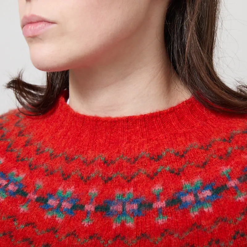 Lowie Womens Fair Isle Yoke Jumper Red-3